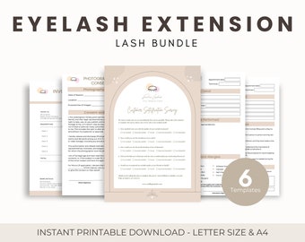 Eyelash Extension Consent Forms, Lash Tech Consultation Templates (Digital Download)