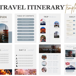 Japan Editable Travel Itinerary Template, Trip Itinerary, Printable travel Guide, Travel Agent Planner, Holiday Honeymoon Vacation Planner,