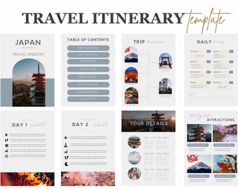 Japan Travel Itinerary Template, Editable Travel Planner (Digital Download)