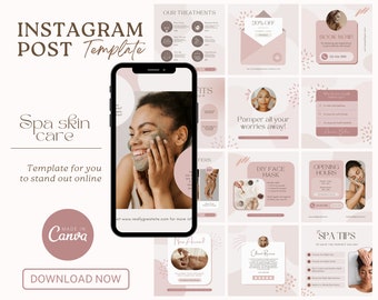 Rosa Instagram-mallar för hudvård | Hudvård i sociala medier (Canva)