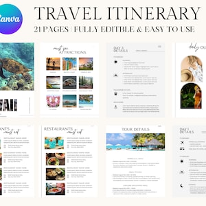 Modelo de roteiro de viagem para o Havaí, roteiro de viagem, guia de viagem para impressão, planejador de agente de viagens, planejador de férias, modelo editável
