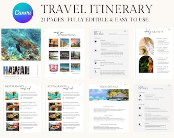 Sjabloon reisroute Hawaï, bewerkbare vakantieplanner (digitale download)