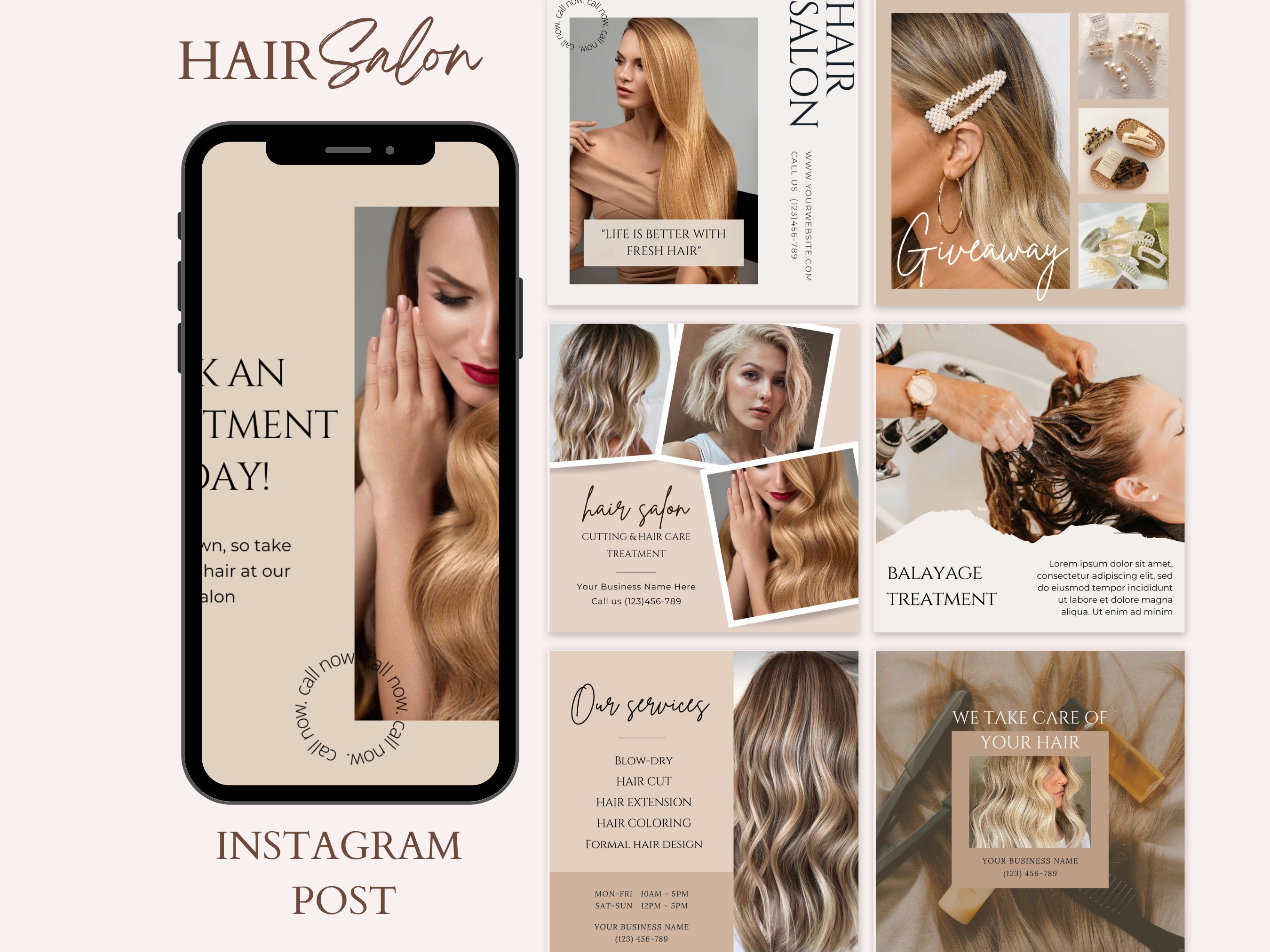 Hair Stylist Instagram Post Template | Hair Beauty Salon Social Media ...
