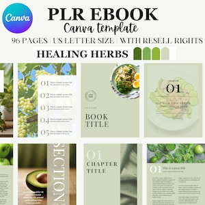 Canva Ebook Template, PLR Green  EBook Canva Template, Lead Magnet, Resell Rights, PLR templates, Course Creator Workbook Template