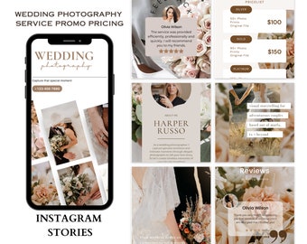 Plantilla de Instagram para fotografía de bodas / Plantilla de Canva para redes sociales