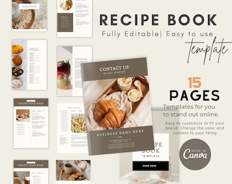 Cookbook Template | Recipe Book Template | Editable Canva eBook | Recipe Card | Meal Planner | Recipe Page Workbook