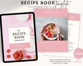 Pink Recipe Book Canva Template | Editable Cookbook, Meal Planner (Digital Download)