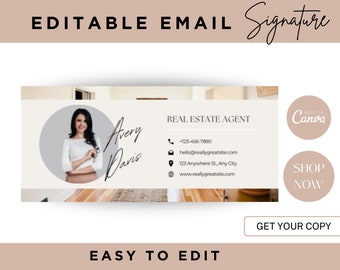 Sjabloon e-mailhandtekening onroerend goed, modern canvasontwerp