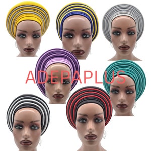 Handmade African Turban Gele Headwrap, Auto Gele, One Size Fits Most Heads, Colorful Head Tie for Women