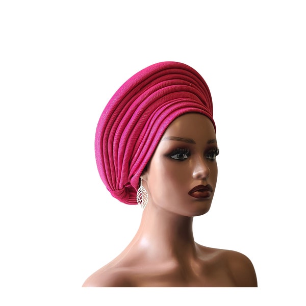 Handmade African Turban Gele Headwrap (One Size Fits Most - Stretchy), Handmade African Head Wrap, Auto Gele, Colorful Head Tie for Women