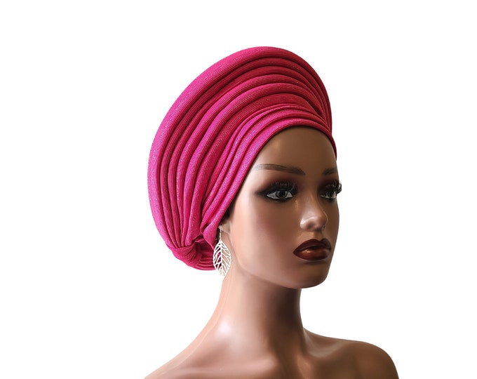 Handmade African Turban Gele Headwrap (One Size Fits Most - Stretchy), Handmade African Head Wrap, Auto Gele, Colorful Head Tie for Women