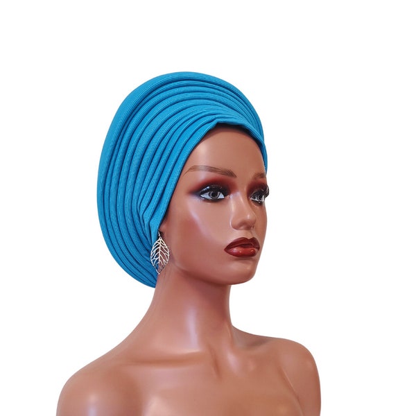 Handmade African Turban Gele Headwrap (One Size Fits Most - Stretchy), Handmade African Head Wrap, Auto Gele, Colorful Head Tie for Women