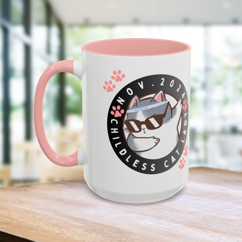 2024 Election Cat Mug Childless Cat Lady Society Vote Girl Power Gift