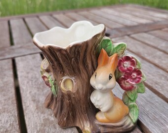 Vintage Hornsea Pottery Royal Fauna #10 Baby Deer With Log Flower
