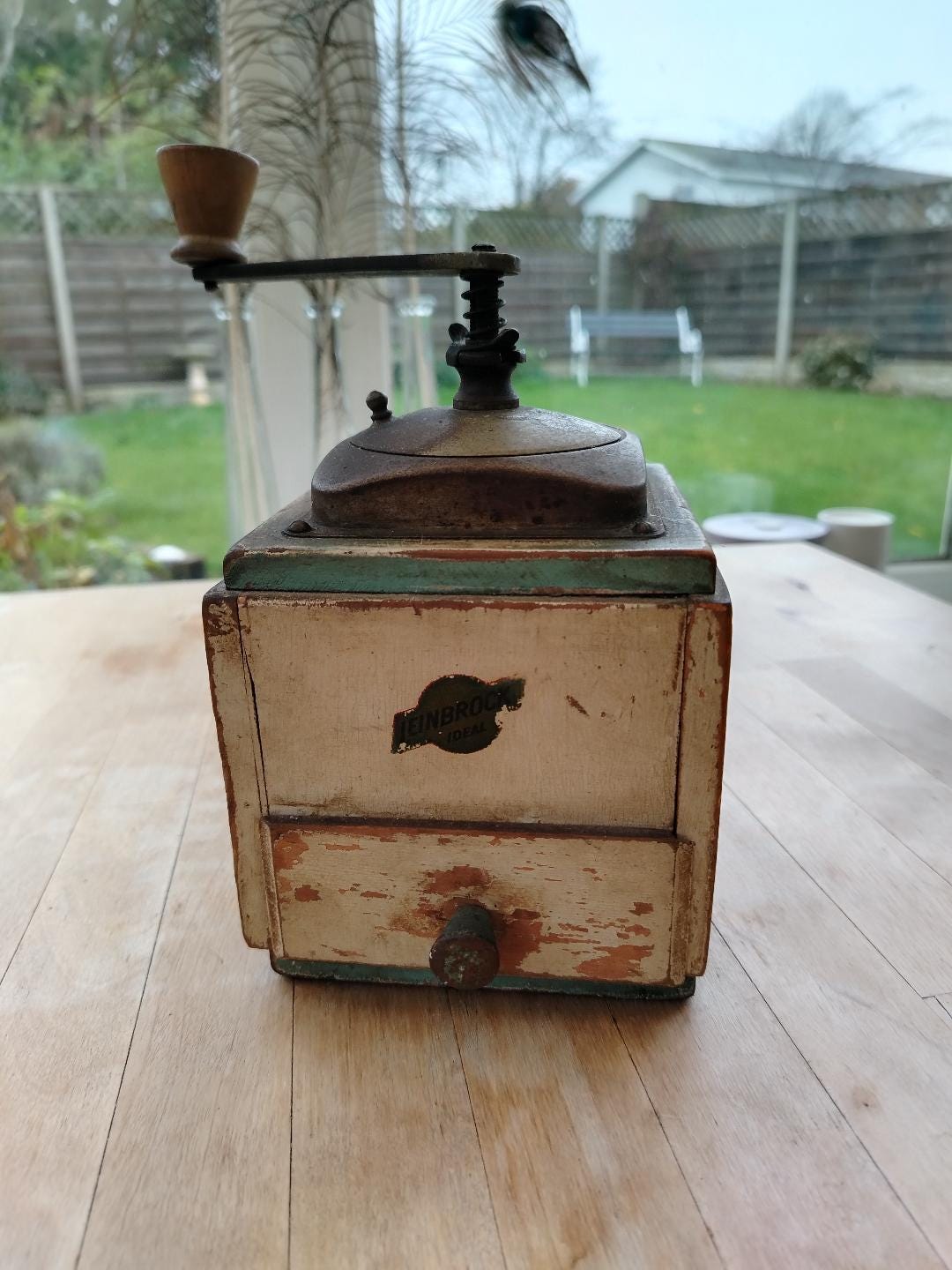Leinbrock Ideal ドイツ　手挽きコーヒーミル 動作品　ヴィンテージ Vintage Wooden German Leinbrock Ideal Coffee Grinder - Full
