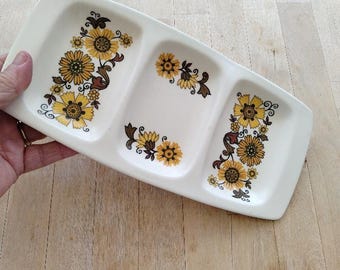 Vintage jaren 1970 Royal Worcester Palissy 3 sectie serveerschaal Relish/Crudités/Hors D'oeuvre/Nibbles - Onberispelijke staat