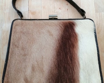 Fabulous stylish 1950's vintage Corbeau Curio leather animal hair handbag - excellent condition