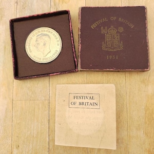 Vintage Festival of Britain Kronenmünze von 1951 - Stempelglanz in Original Box