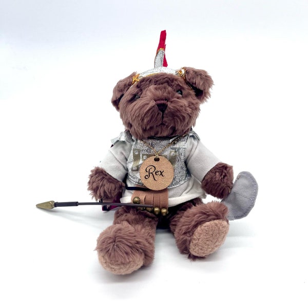 Rex the Gladiator bear -Upcycled bear by Second Hugs/Teddy/ Pre loved/Handmade clothes/ Bespoke bear/ Cuddly soft toy/ Teddybear/