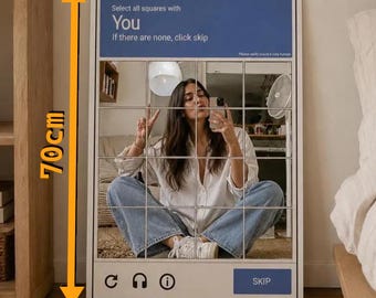 CAPTCHA Design Mirror | 45 x 70 cm Wall Mirror | Modern Home Decor | Creative Interior Design | Unique Gift