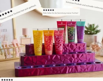 Lipgloss displaystandaard voor Juicy Bombs in kristallook – Stijlvolle opberg- en presentatieoplossing in verschillende maten en kleuren.