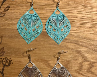 Filigrane Ohrringe - Bohostyle - hängende Ohrringe - Mandala Ornamente - leicht