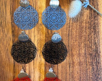 Filigrane Ohrringe - bunte Boho-Ohrhänger - hängende Ohrringe - Mandala Ornamente - leicht