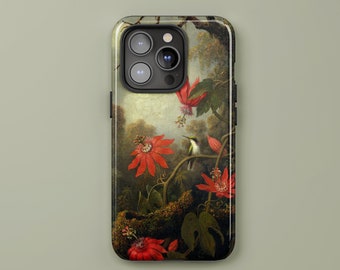 Hummingbird Phone Case for iPhone, Aesthetic Phone Case with Vintage Hummingbird and Flowers Oil Painting, Dark Academia Phone Case for S21