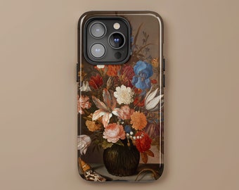 Custodia per telefono Still Life con fiori per iPhone, custodia per telefono floreale estetica con pittura a olio Still Life vintage, elegante custodia per telefono rinascimentale