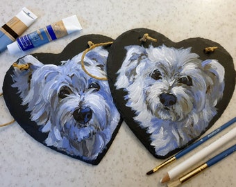 Hand Painted Pet Portrait On Slate - Ideal Gift