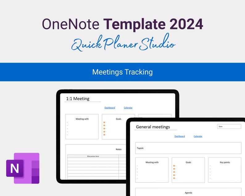Onenote 2024 Digital Professional Minimalistic Planner Template Daily ...