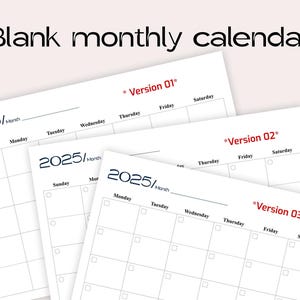Agenda mensual en blanco | Sin fecha | Español | Horizontal | PDF imprimible | Calendario mensual minimalista | Inicio domingo/lunes