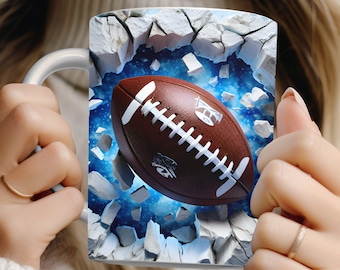 3D American Football Mug Wrap PNG: Sport Sublimation Design (Digital Download)
