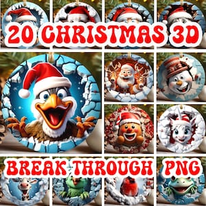 Disegni di decorazioni natalizie 3D tramite sublimazione: Break Through PNG (download digitale)
