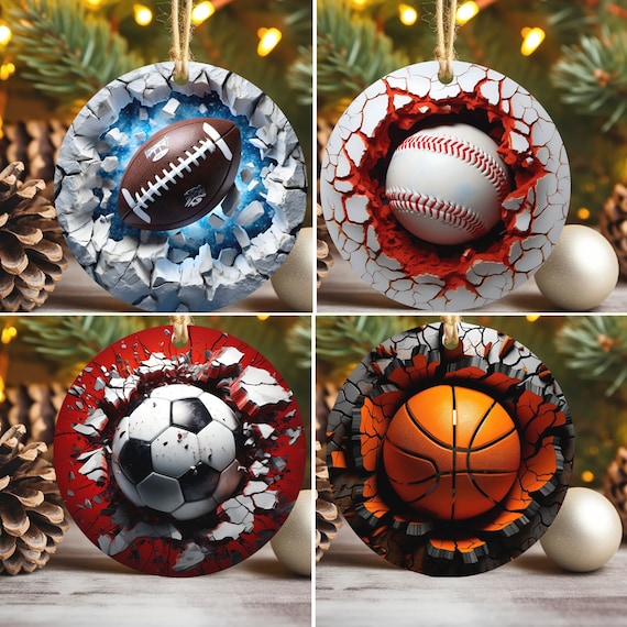 最も  12 PNG Sublimation Ornament Christmas 3D Balls Sports その他