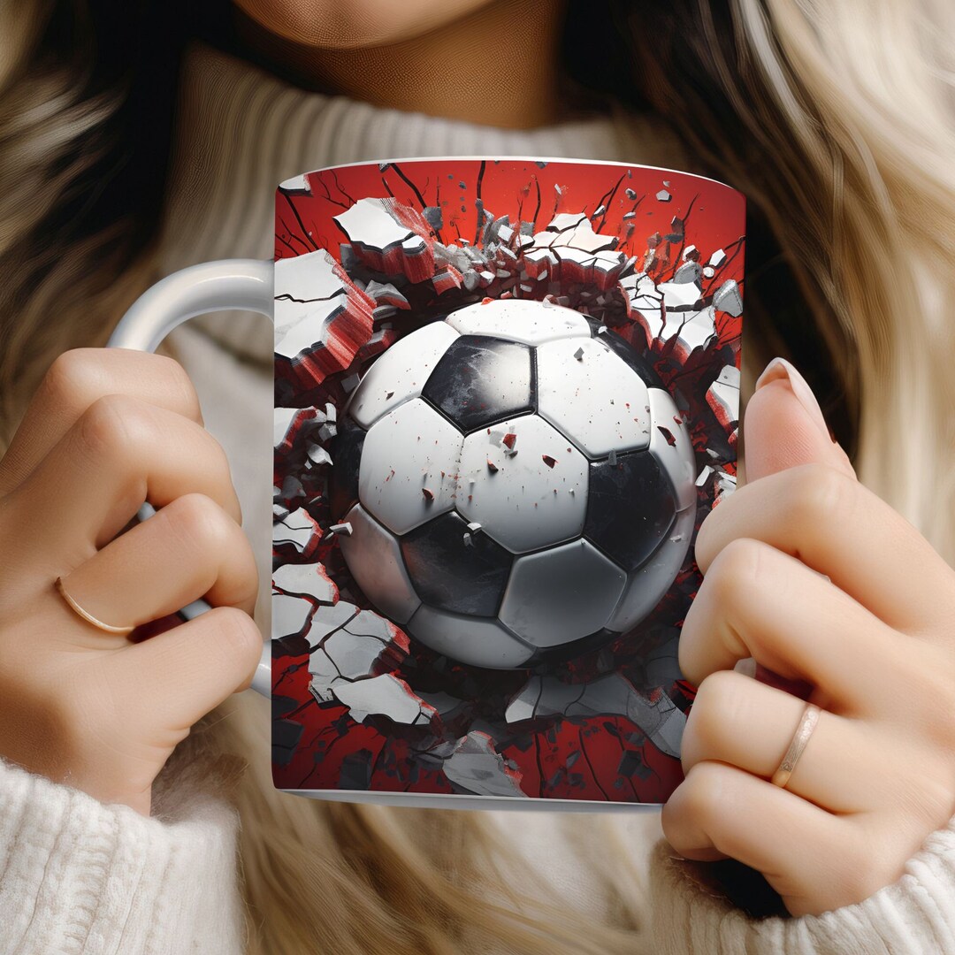 Soccer Ball 3D Mug Wrap PNG Hole in Wall 3D Football Sport Etsy UK