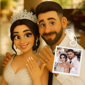 Custom Animated Style Pixar Couple Portrait From Photo, Personalized Couple, Family, Pet Cartoon Photo, 3d Portrait Gift for Him/Her Friends