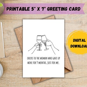 Ein Prost auf die Frau, die Wein 9 Monate lang nur für mich aufgegeben hat; Muttertagskarte; Lustige Muttertagskarte; Karte für Mama; DIGITALER DOWNLOAD