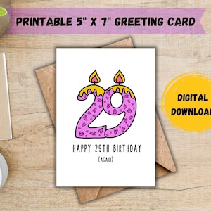 Alles Gute zum 29. Geburtstag! 30.Geburtstagskarte; Lustige 30er Jahre Geburtstagskarte; Lustige 30.Geburtstagskarte für Sie; DIGITALER DOWNLOAD