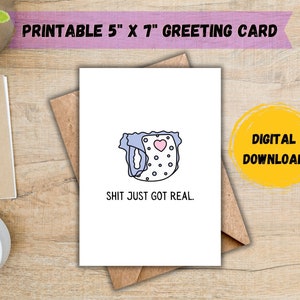Sh*t wurde gerade real Karte; Neue Elternkarte; Neue Mutterkarte; New Dad-Karte; Babyparty-Karte; Schwangerschaftskarte; DIGITALER DOWNLOAD