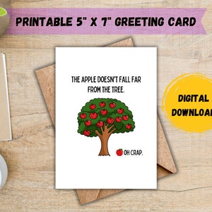 Der Apfel fällt nicht weit vom Baum, oh Scheißkarte; Vatertagskarte; Lustige Vatertagskarte; Karte für Papa; DIGITALER DOWNLOAD