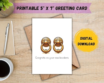 Congrats On Your New Knockers Card; Boob Job Card; Breast Augmentation Card; Surgery Card; Plastic Surgery Card; DIGITAL DOWNLOAD