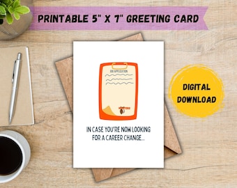 Funny Hooters Application Card for Boob Job - Career Change Greeting Card (Digital Download)