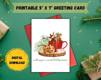 Wishing You A Sweet Holiday Season Card; Holiday Card; Christmas Card; Happy Holidays Card; Cute Christmas Card; INSTANT DOWNLOAD