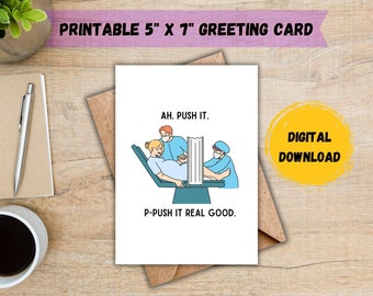 Ah. Push It. P-Push It Real Good Card; New Baby Card; New Mom Card; Push Present; Funny New Mom Card; Funny Push Present; DIGITAL DOWNLOAD