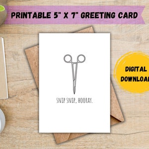 Snip Snip Hooray Vasectomy Card; Vasectomy Card; Funny Vasectomy Card; Vasectomy Gift; Vasectomy Care Package; DIGITAL DOWNLOAD