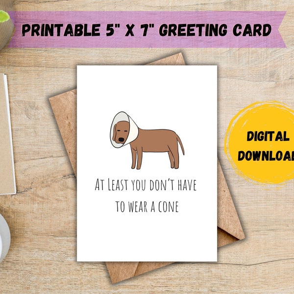 At Least You Don't Have To Wear A Cone Card; Vasectomy Card; Funny Vasectomy Card; Vasectomy Gift; Vasectomy Care Package; DIGITAL DOWNLOAD