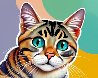 Aufkleber Katze - Hochwertiges JPG - Digitaler Download - Kartengestaltung, ClipArt, Papierkunst
