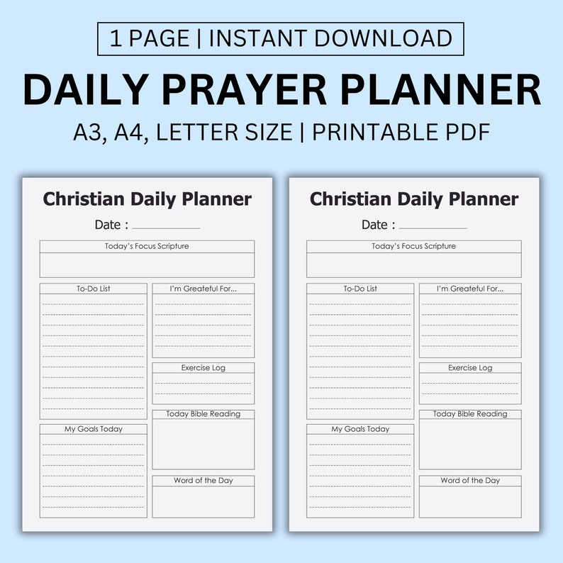Daily Prayer Planner, Fillable Planner, Christian Daily Planner, Faith ...