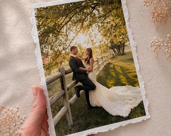 Custom Photo on Hand-Torn Deckled Paper | Personalized Anniversary Gift